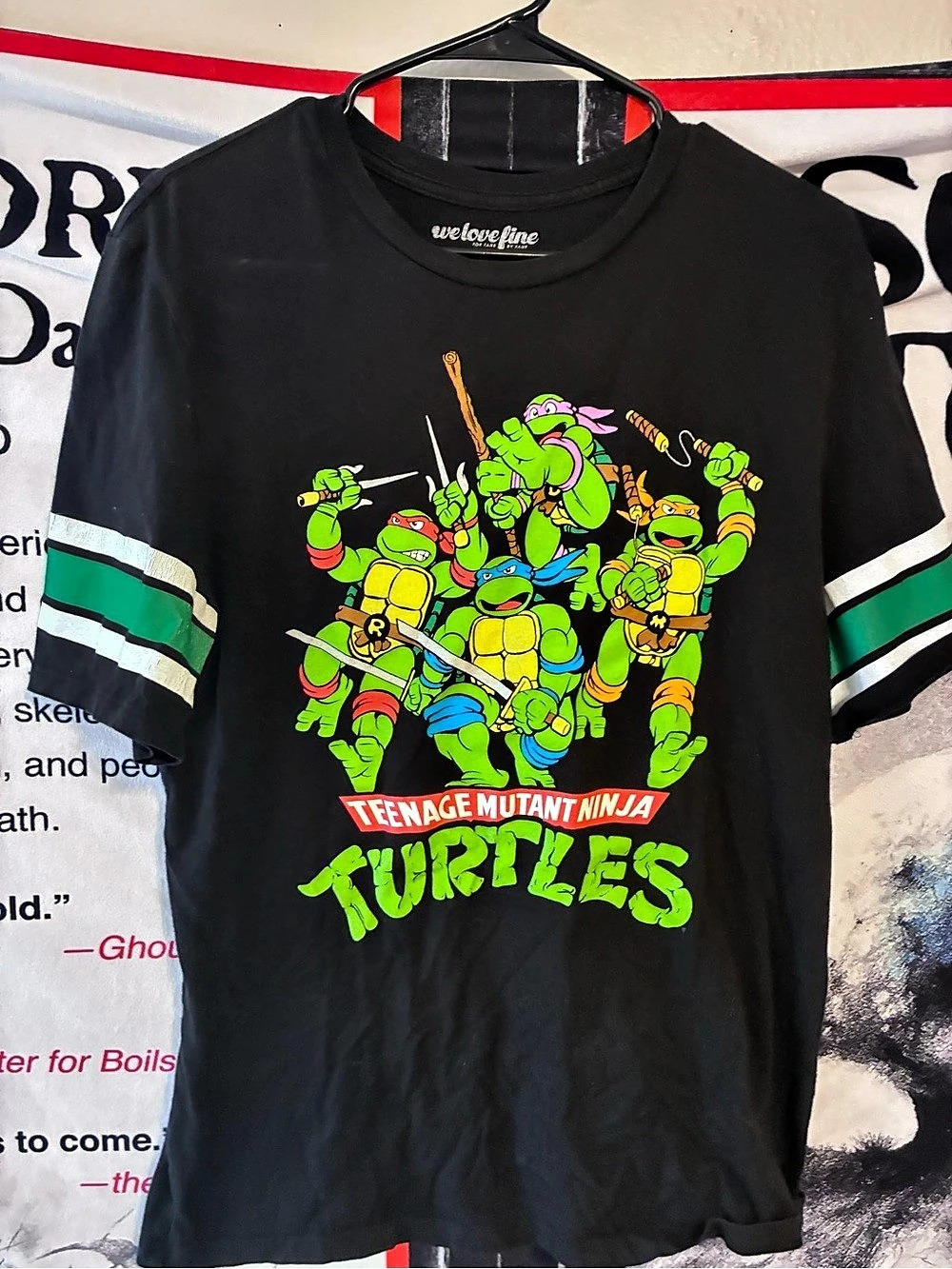 we love fine Teenage Mutant Ninja Turtles Graphic Tee Black Boys Large Like New
